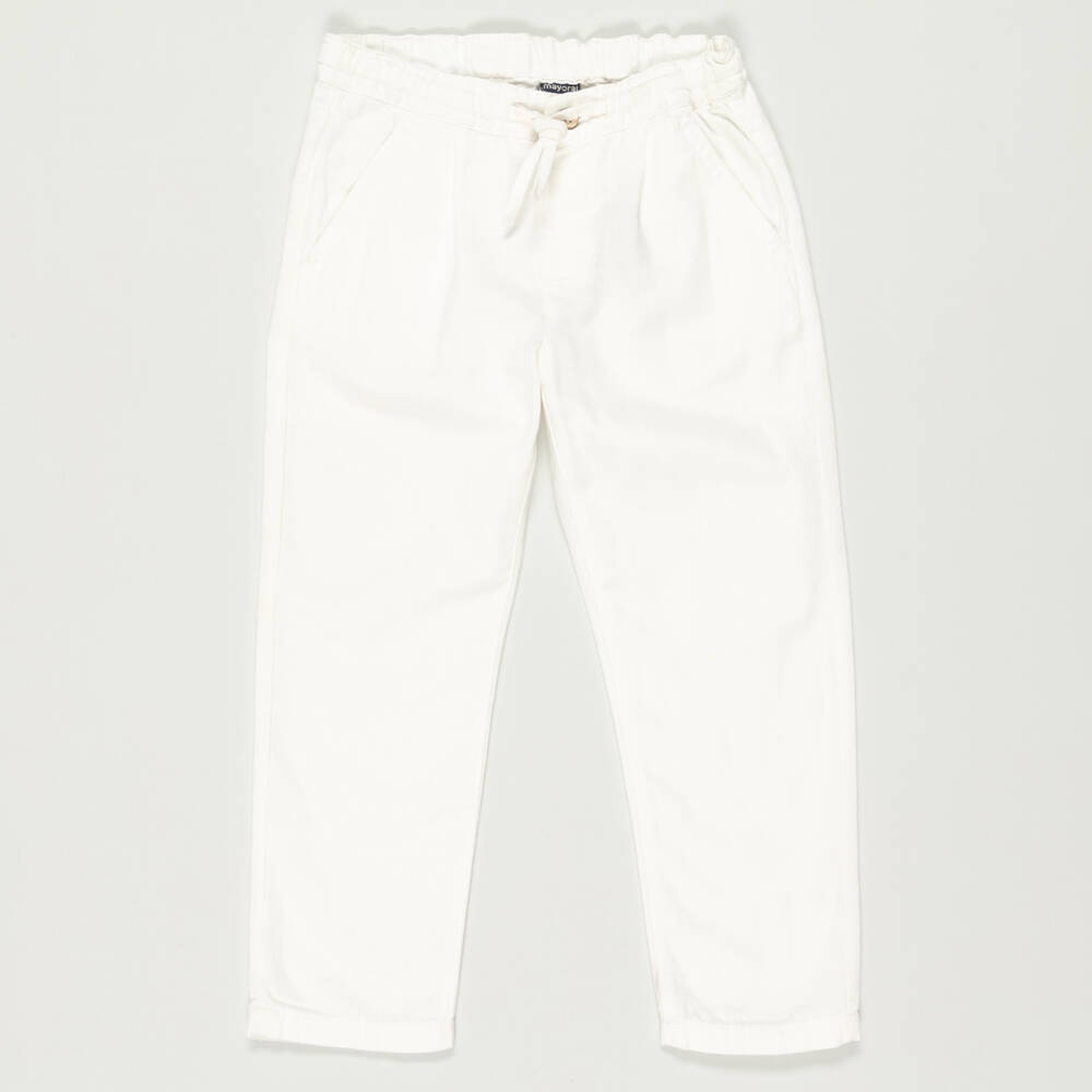 Mayoral-Preloved Boys White Cotton & Linen Trousers (4 years) | Childrensalon Outlet