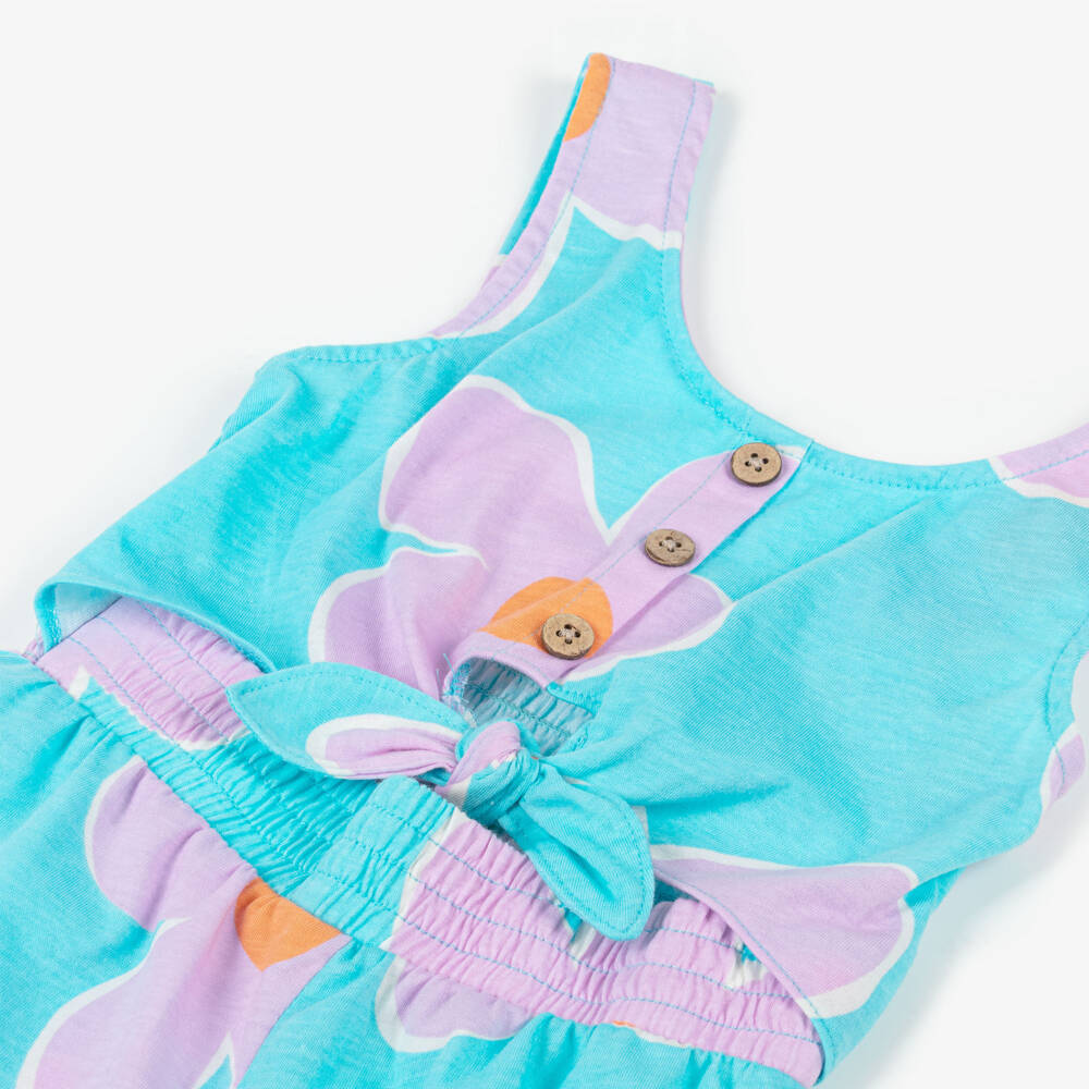 Mayoral-Purple And Blue Flower Playsuit | Childrensalon Outlet