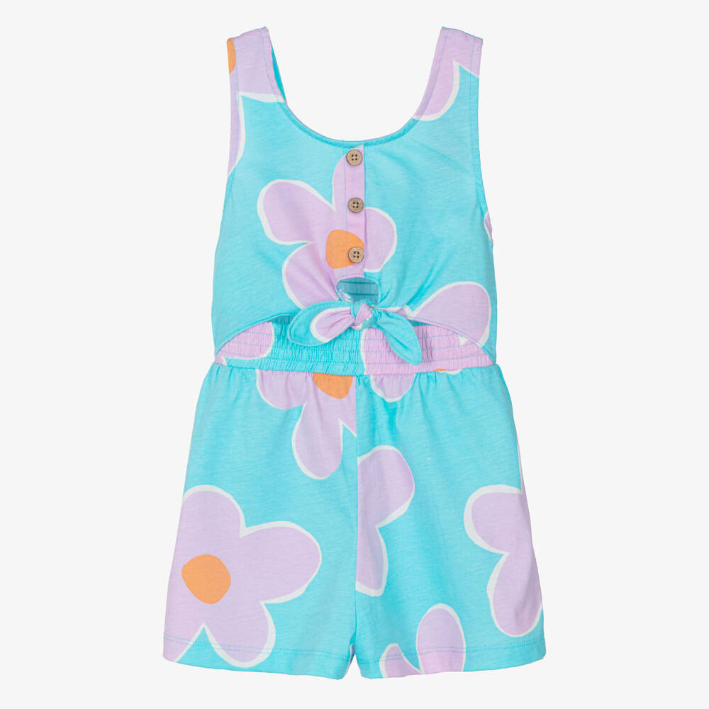 Mayoral-Purple And Blue Flower Playsuit | Childrensalon Outlet