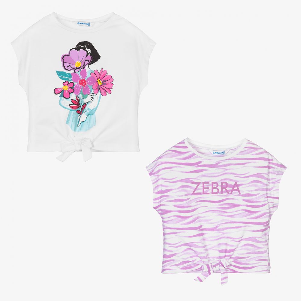 Mayoral - T-shirts violets en coton (x 2) | Childrensalon