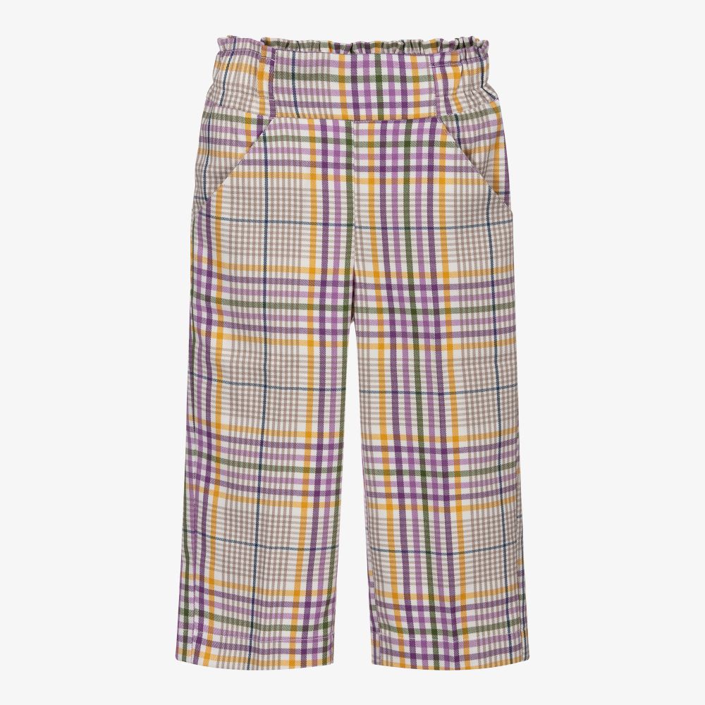 Mayoral - Purple & Ivory Check Trousers | Childrensalon