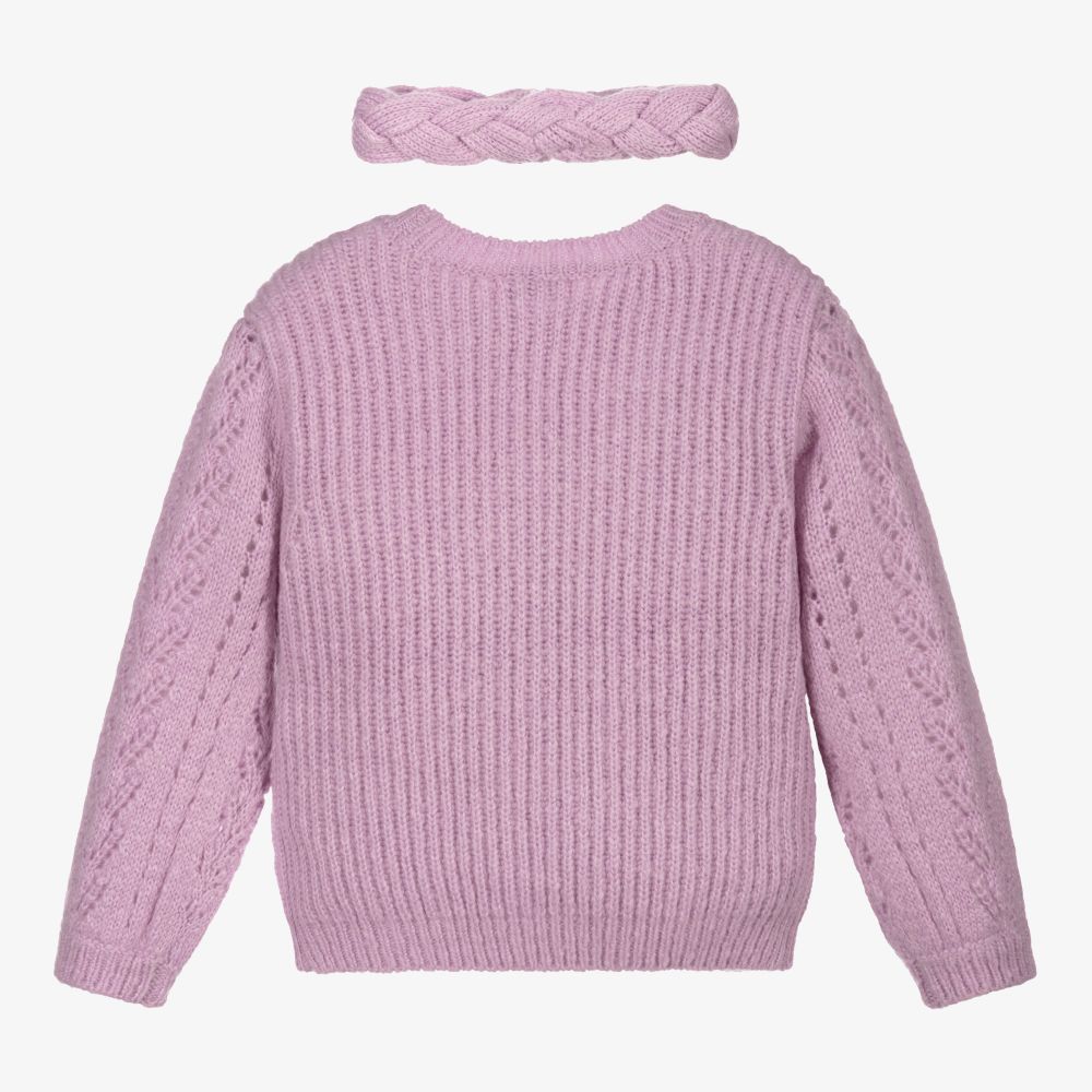 Mayoral-Свитер и повязка на голову фиолетового цвета | Childrensalon Outlet