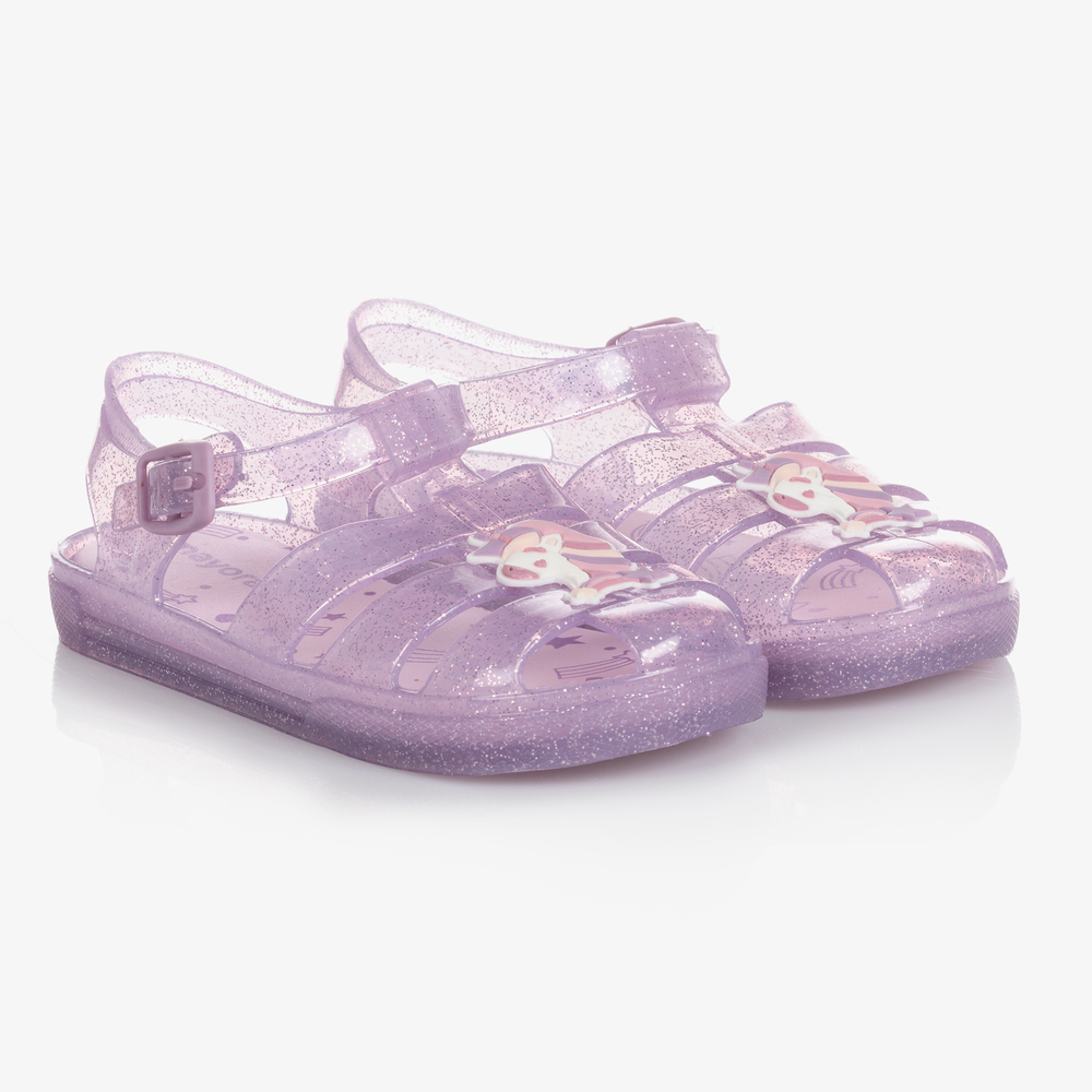 Mayoral - Sandales violettes en plastique Licorne | Childrensalon