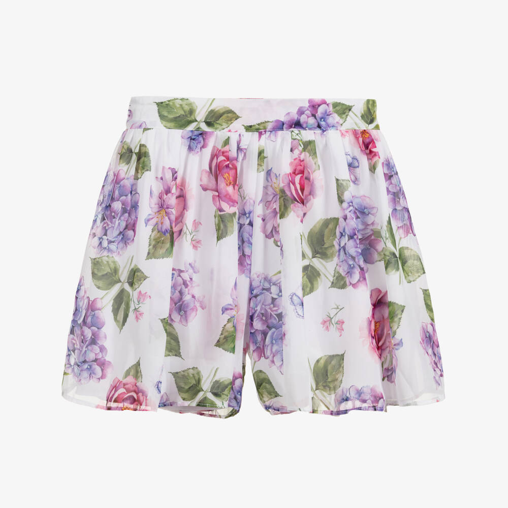 Mayoral-شورت شيفون لون أبيض وبنفسجي للبنات | Childrensalon Outlet