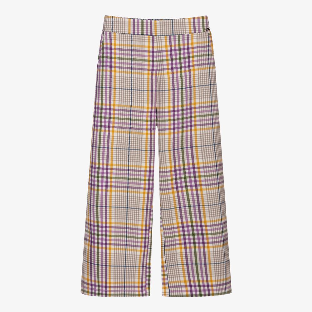 Mayoral - Purple & Yellow Check Trousers | Childrensalon