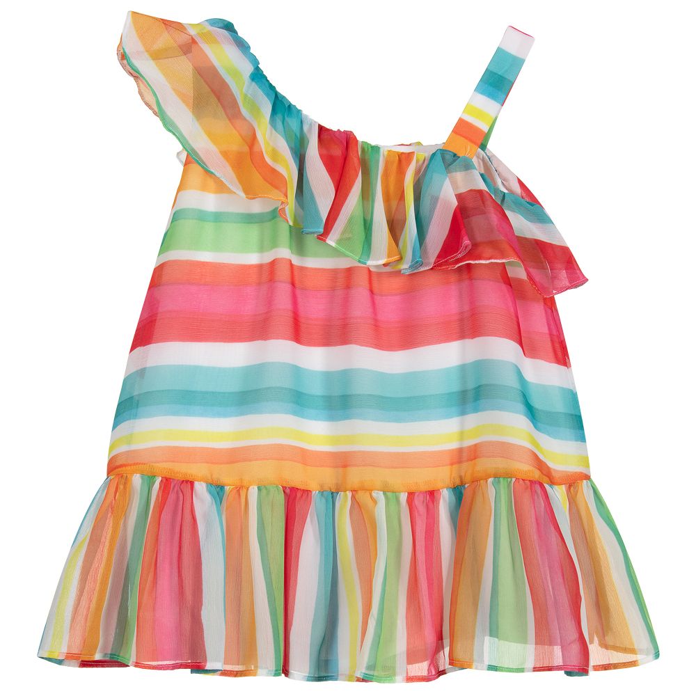 Mayoral - Rainbow Striped Chiffon Dress | Childrensalon
