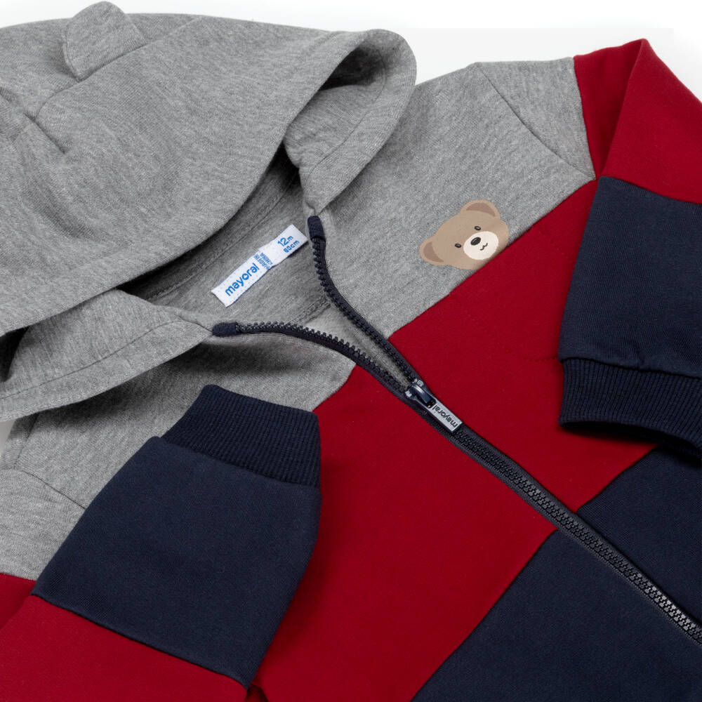 Mayoral-Red And Navy Stripe Bear Tracksuit | Childrensalon Outlet