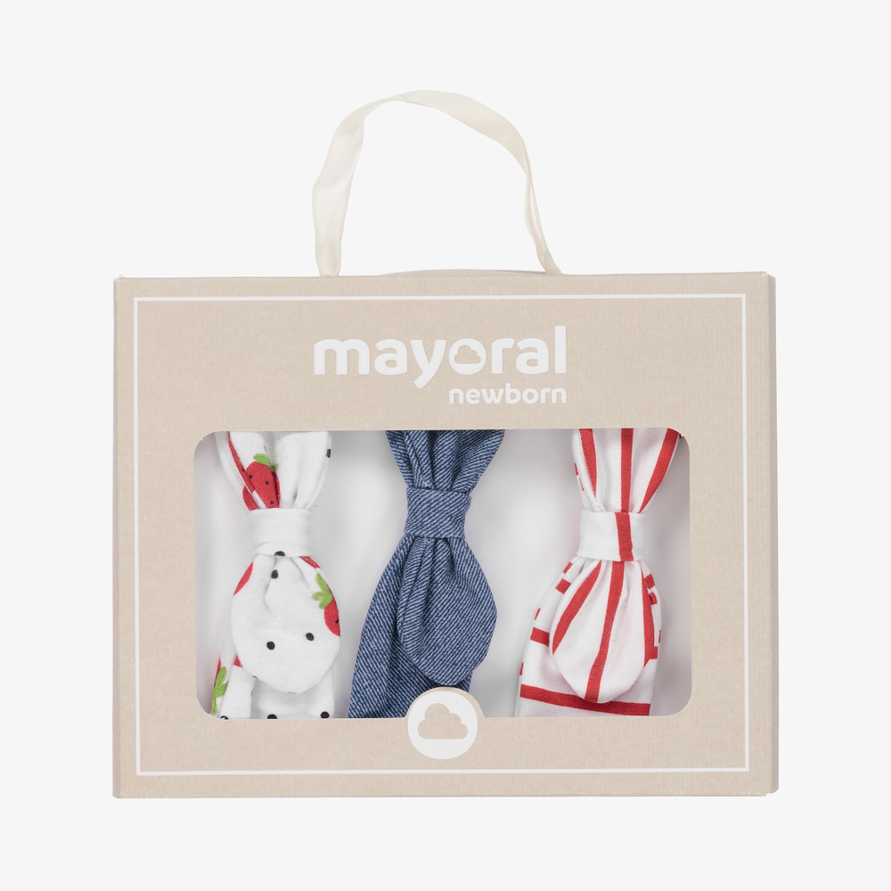 مايورال Newborn-طوق للرأس قطن جيرسي لون أحمر وأبيض للمولودات (عدد 3) | Childrensalon Outlet