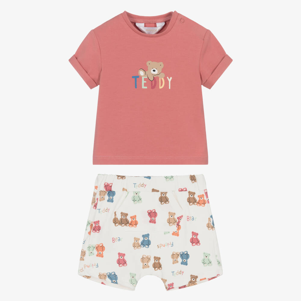 Mayoral Newborn-Red Bear Shorts Set | Childrensalon Outlet