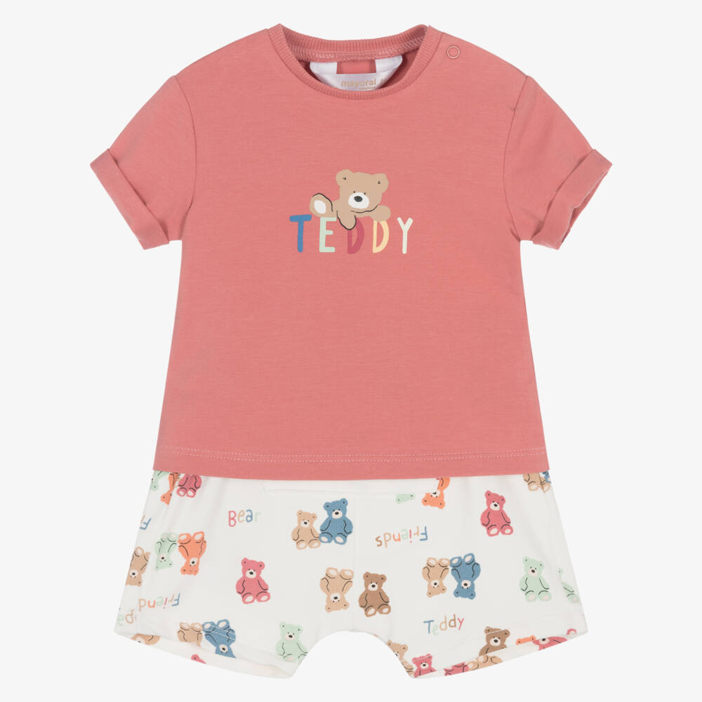 Mayoral Newborn-Red Bear Shorts Set | Childrensalon Outlet