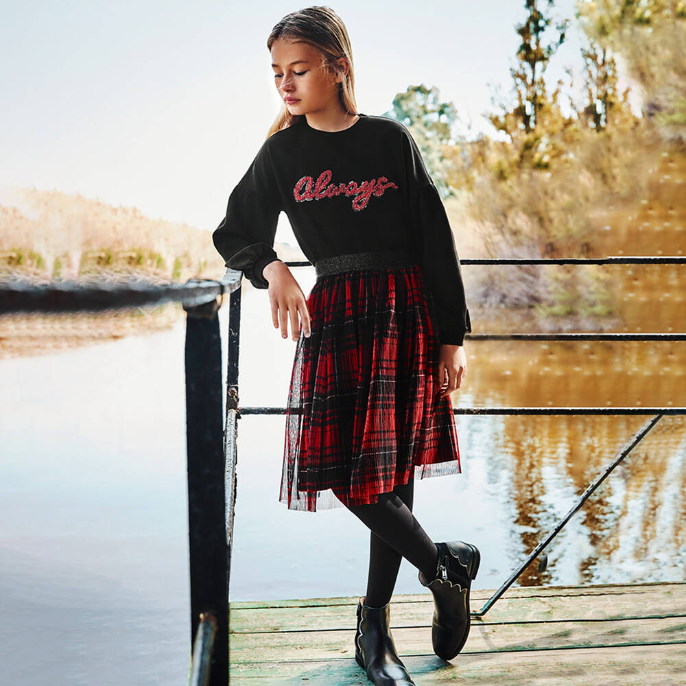 Mayoral Red Black Tulle Skirt
