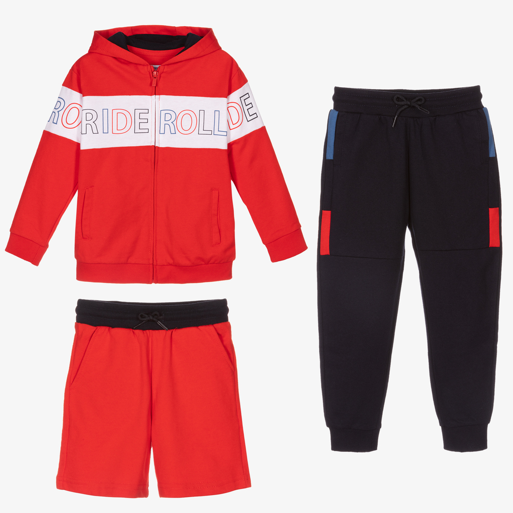 Mayoral-Красно-синий спортивный костюм из 3 предметов | Childrensalon Outlet