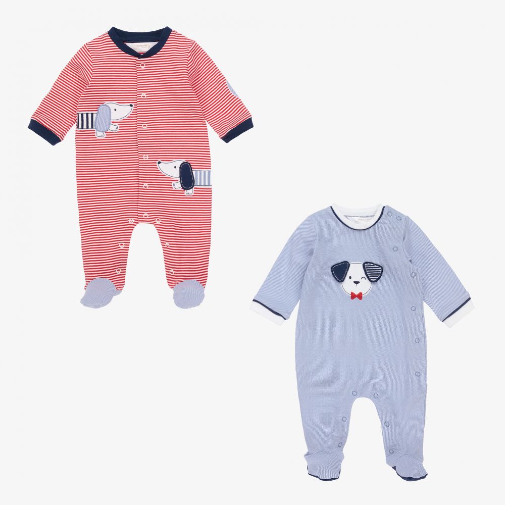 Mayoral Newborn Red & Blue Babygrows (2 Pack) Childrensalon Outlet