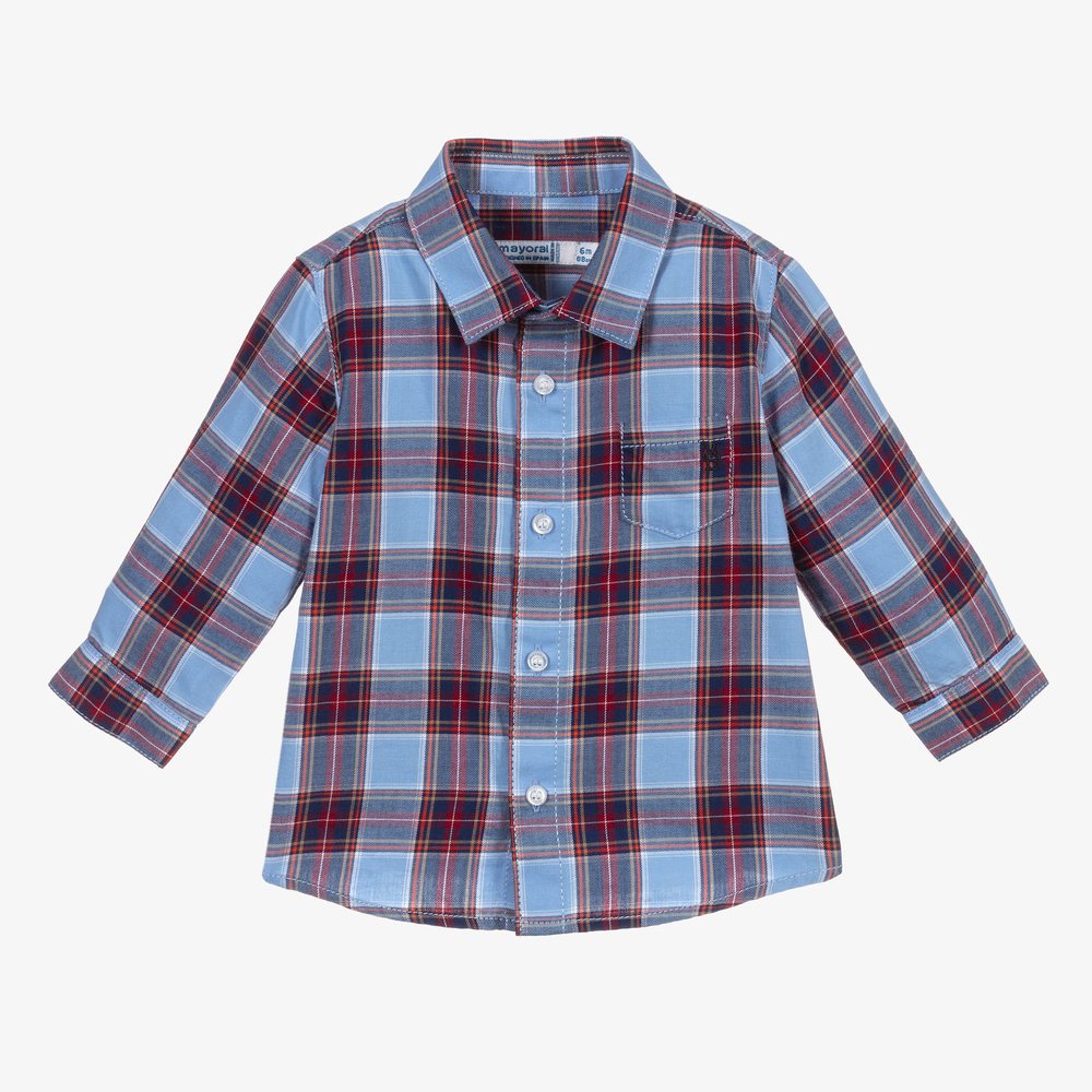 Mayoral - Chemise à carreaux rouge et bleue | Childrensalon