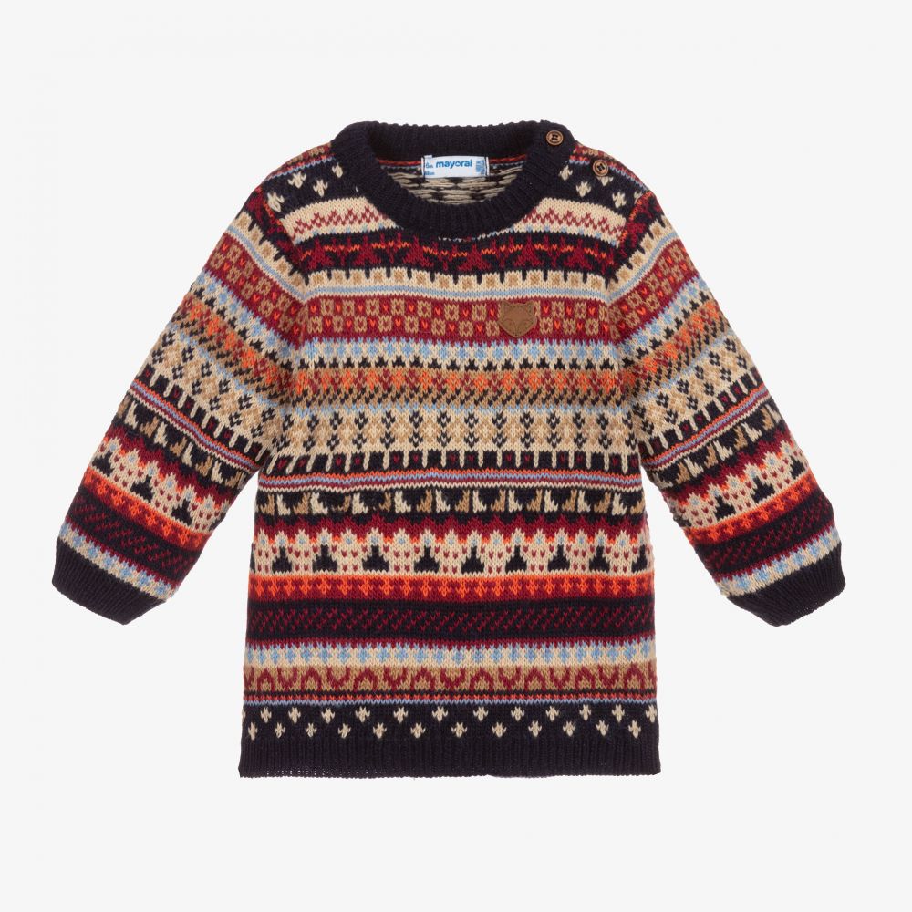 Mayoral - Красно-синий вязаный свитер | Childrensalon