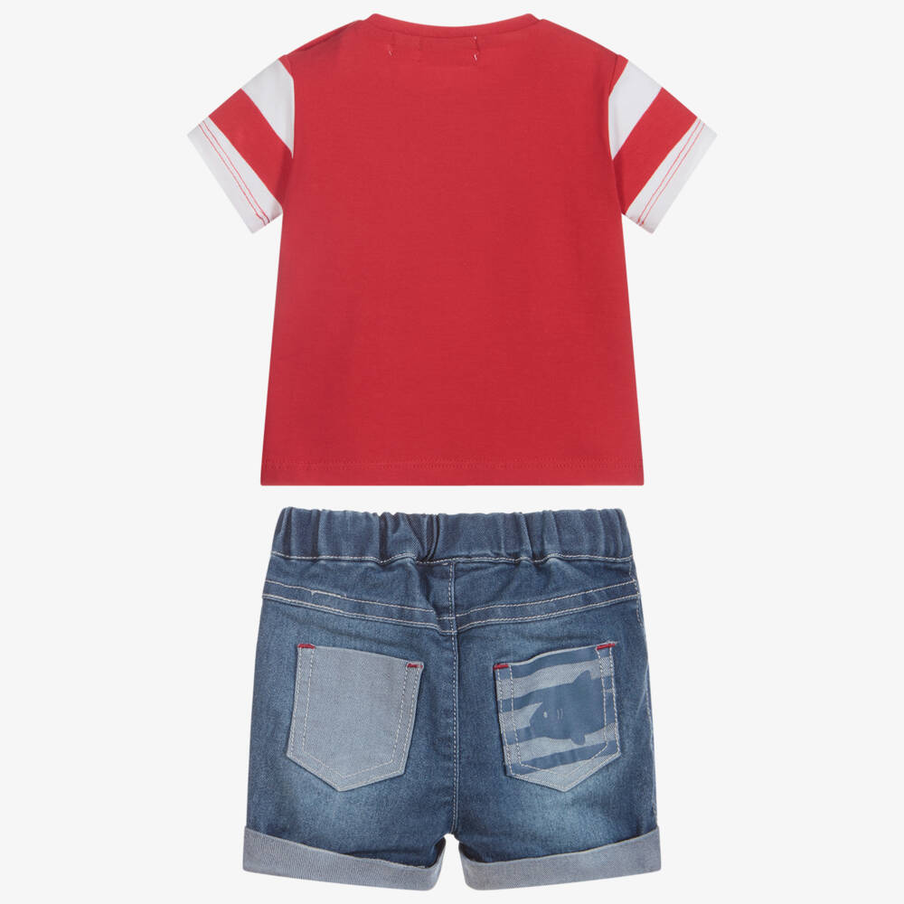 Mayoral Newborn-Red & Blue Shark Shorts Set | Childrensalon Outlet