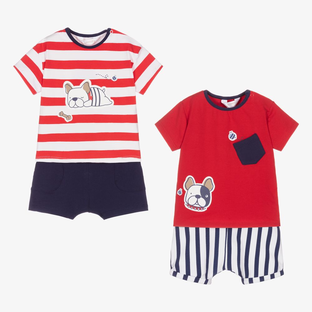 Mayoral Newborn - Red & Blue Shorts Set (2 Pack) | Childrensalon