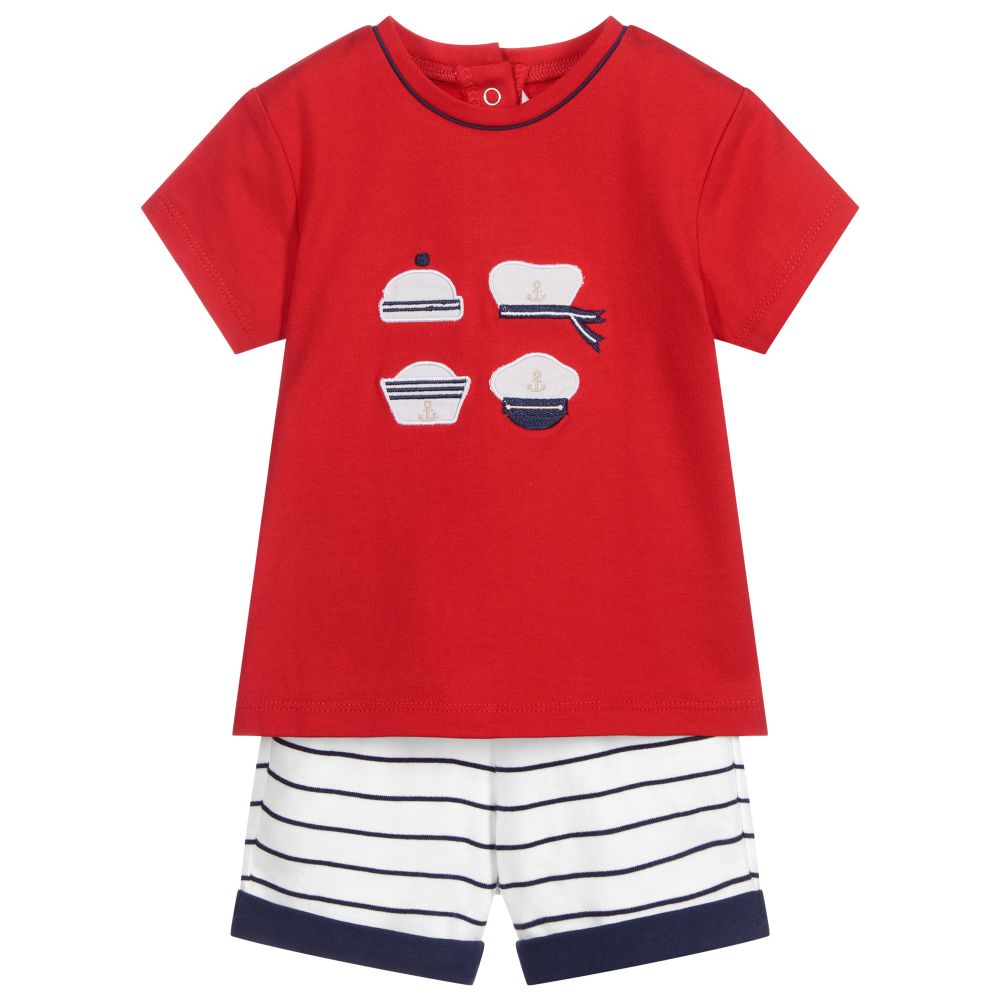 Mayoral - Red & Blue Stripe Shorts Set | Childrensalon