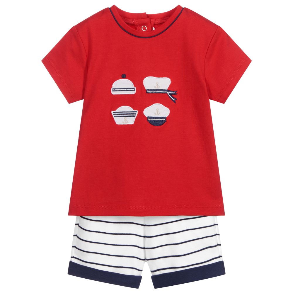 Mayoral-Red & Blue Stripe Shorts Set | Childrensalon Outlet