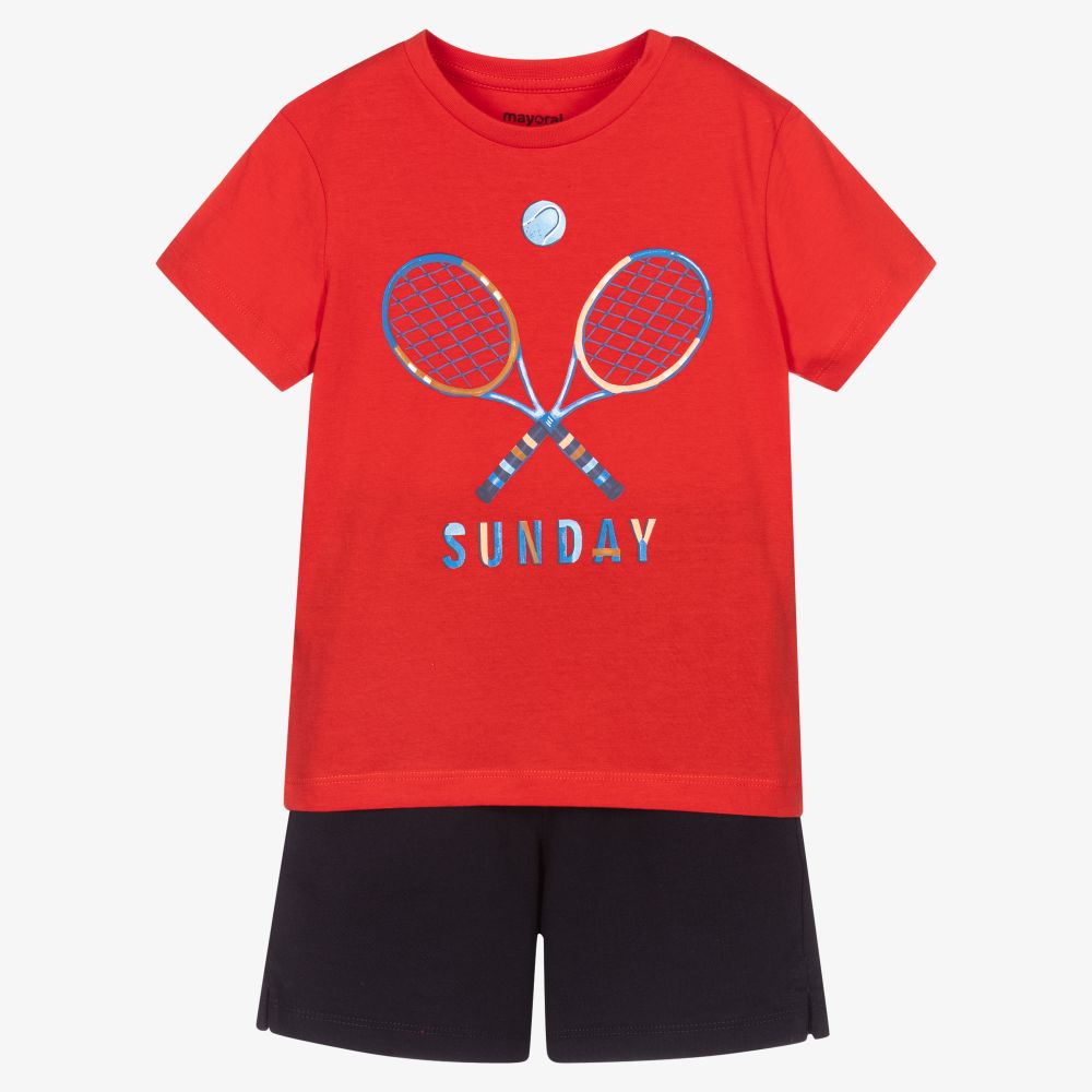 Mayoral - Tennis-Shorts-Set in Rot und Blau | Childrensalon