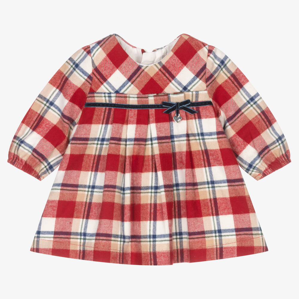 Mayoral Newborn - Red Check Cotton Baby Dress | Childrensalon