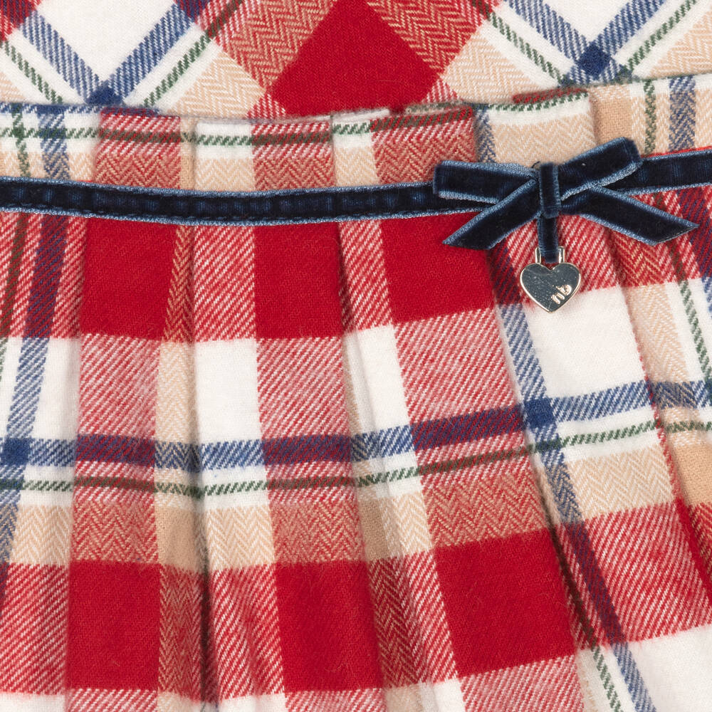 Mayoral Newborn-فستان قطن كاروهات لون أحمر وعاجي للمولودات | Childrensalon Outlet