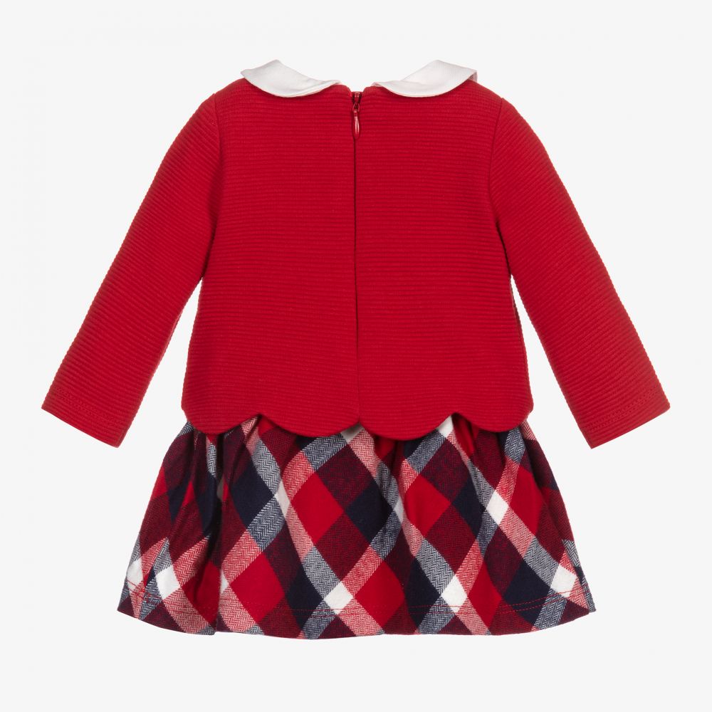 Mayoral Newborn Red Cherry Check Cotton Dress