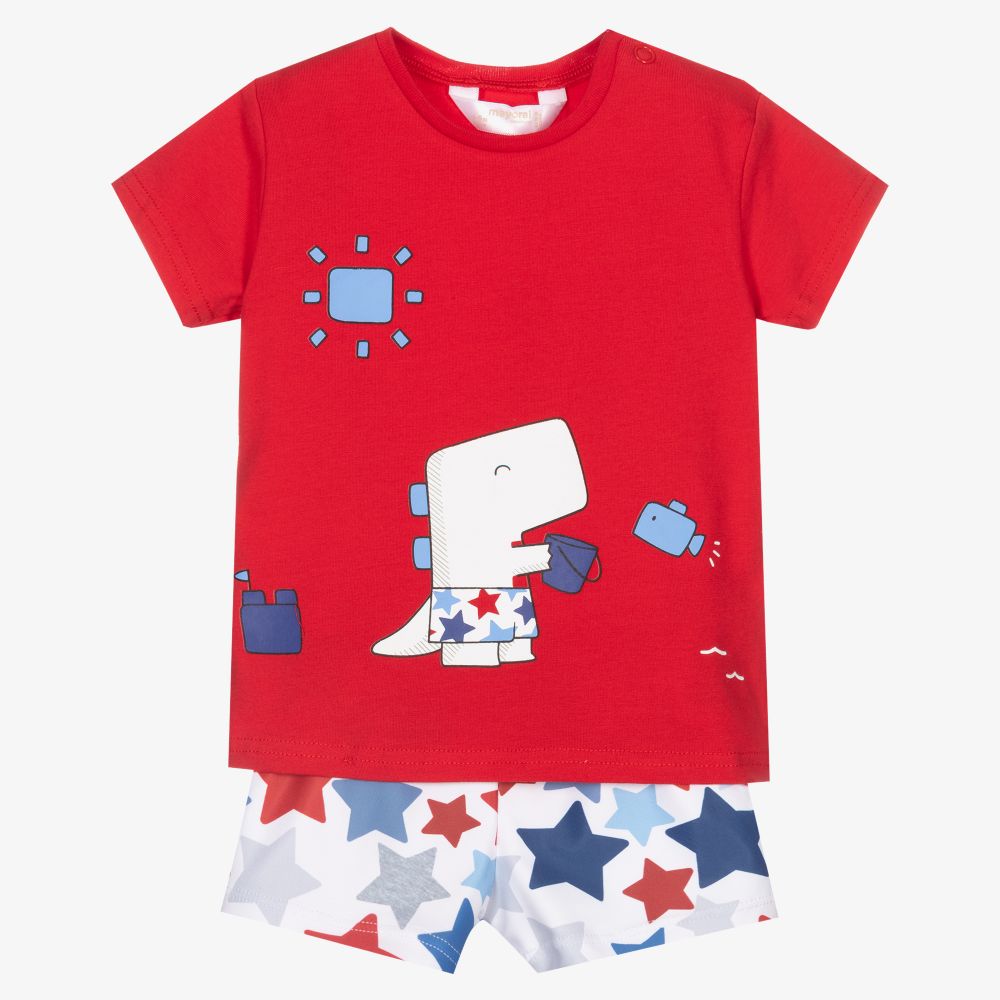 Mayoral Newborn - Красная футболка и шорты из хлопка для малышей | Childrensalon