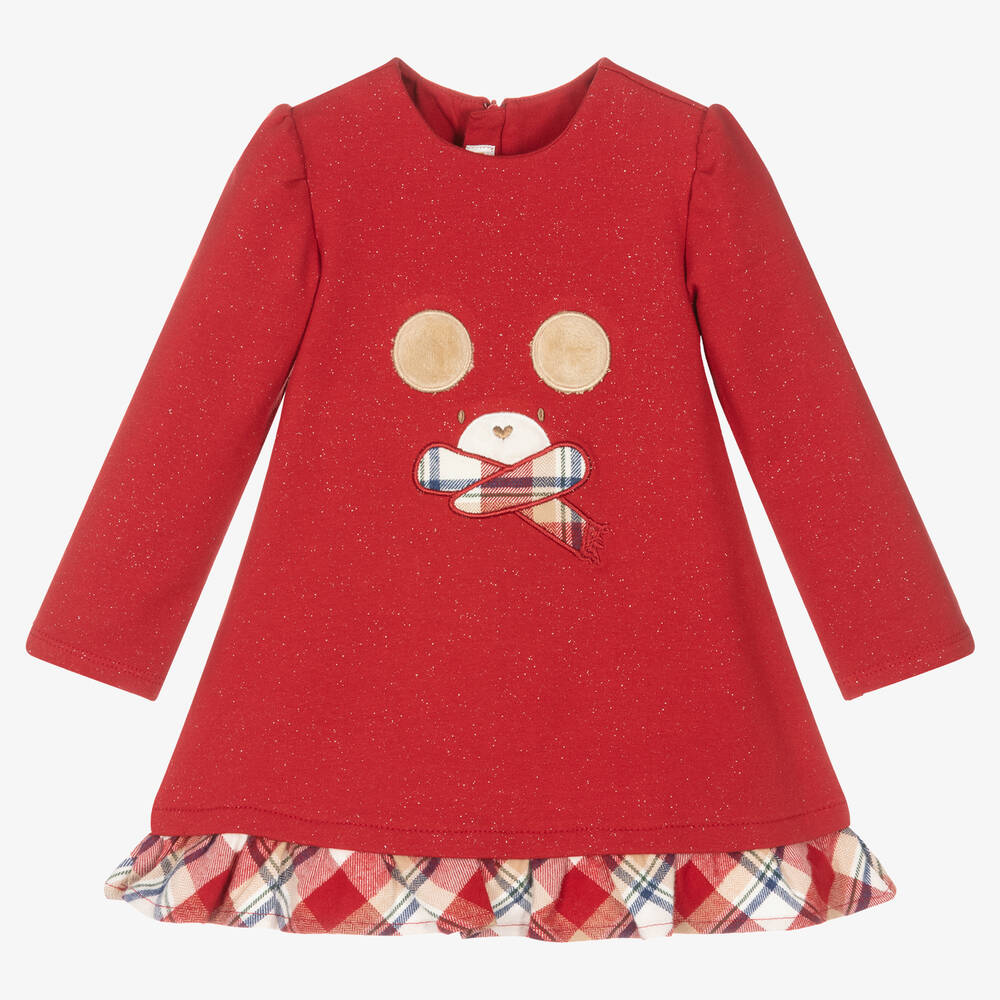 Mayoral Newborn - Rotes Glitzer-Baumwollkleid (B) | Childrensalon