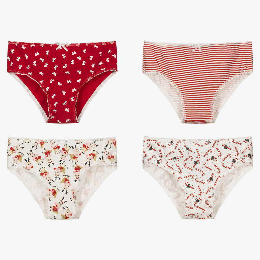 Mayoral - Red Cotton Knickers (4 Pack) | Childrensalon