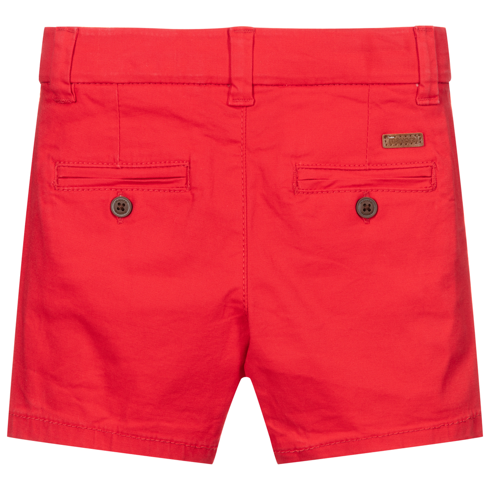 Mayoral-شورت أطفال ولادي قطن تويل لون أحمر | Childrensalon Outlet