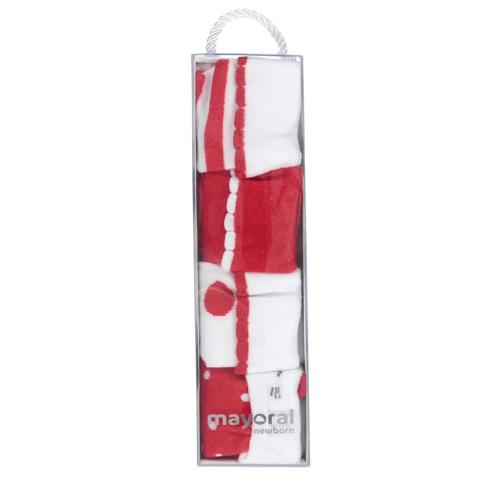مايورال Newborn-جوارب قطن لون أحمر للأطفال (عدد 4) | Childrensalon Outlet