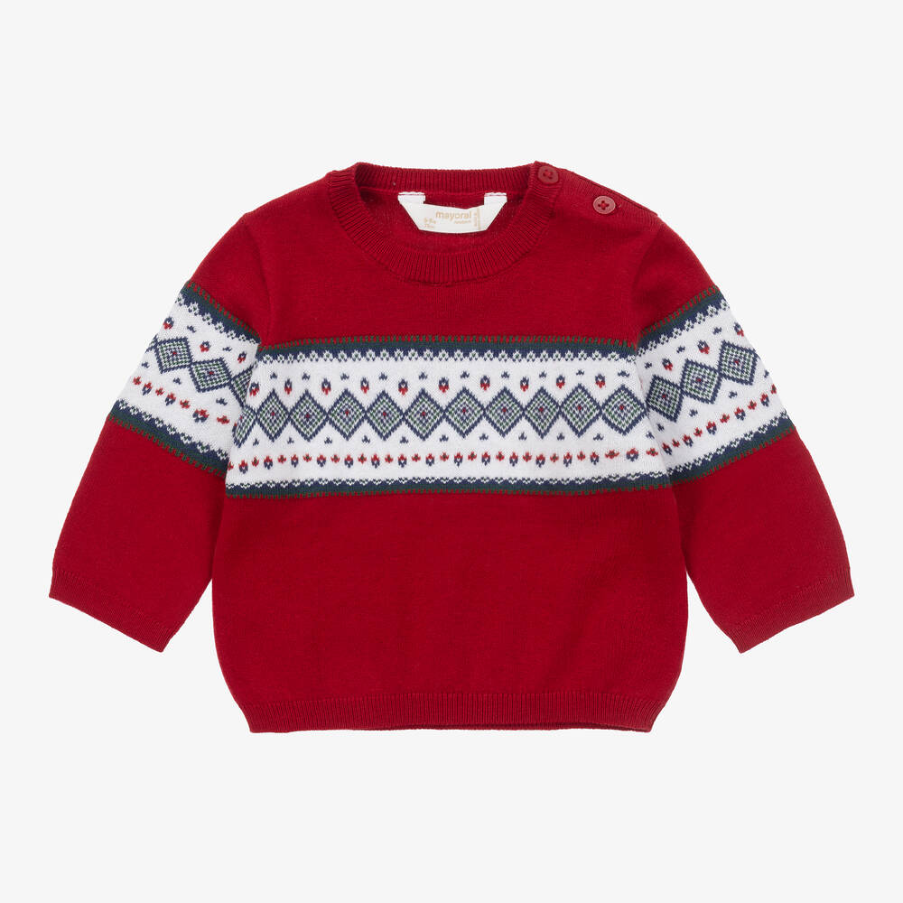 Mayoral - Roter Baumwoll-Woll-Strickpullover | Childrensalon