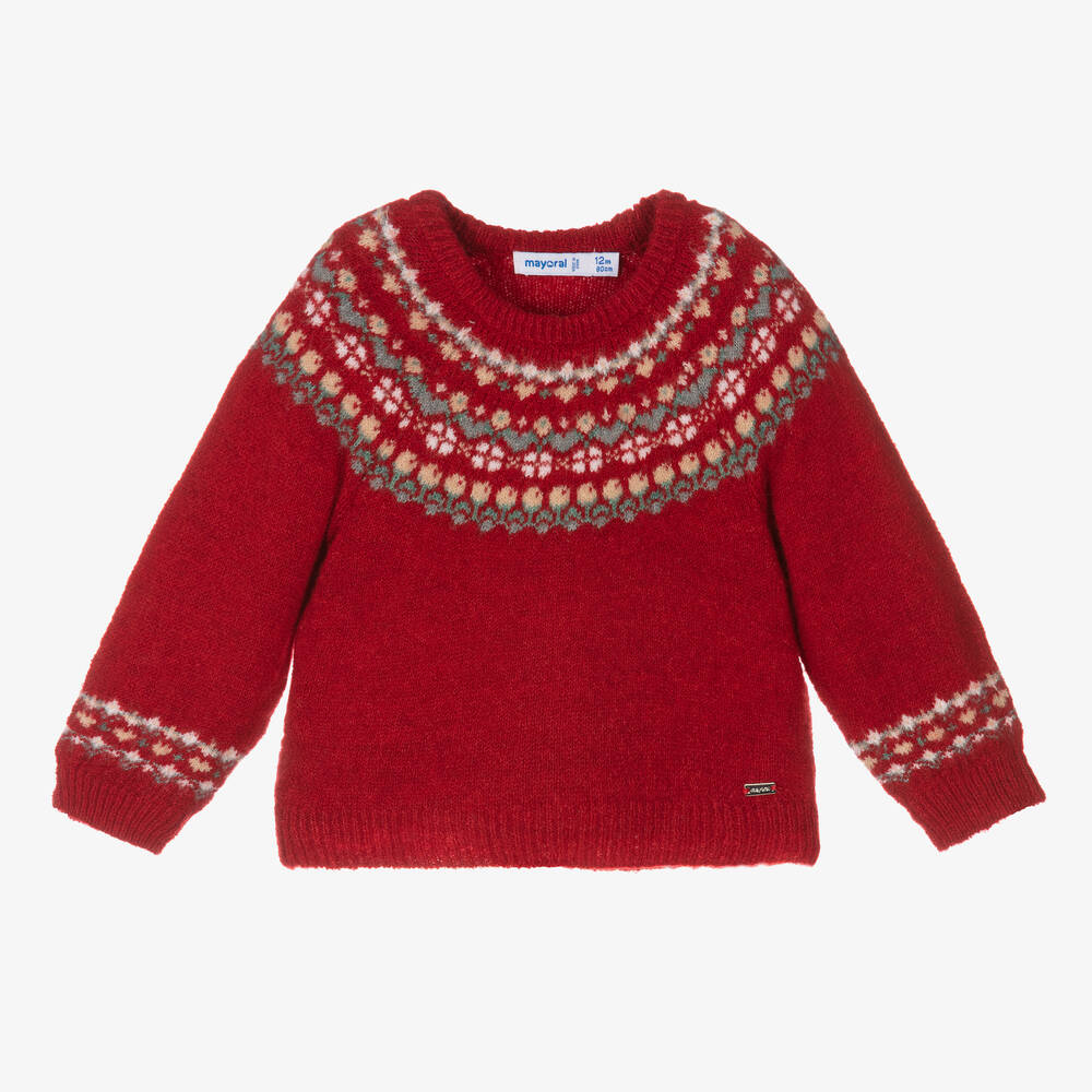 Mayoral - Red Fair Isle Sweater | Childrensalon