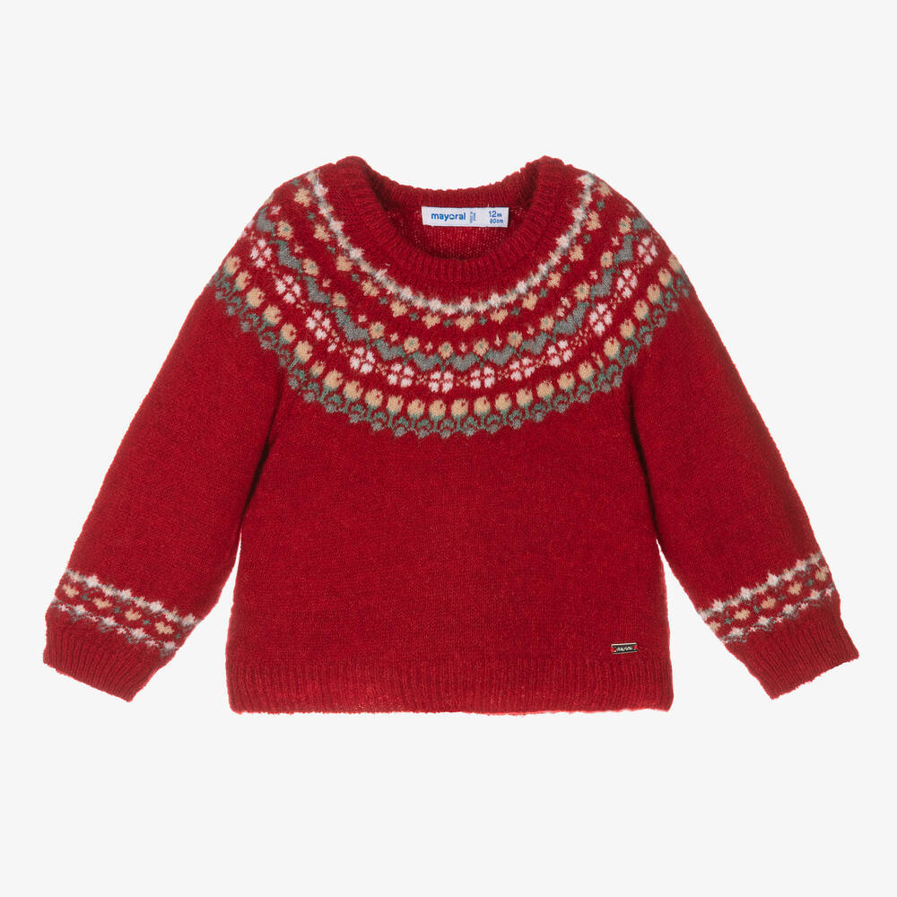 Mayoral - Pull rouge à motif jacquard | Childrensalon