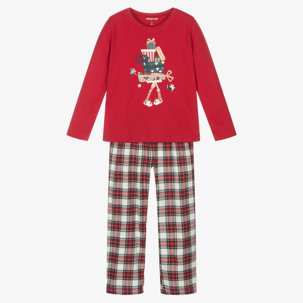 Mayoral - Red Festive Cotton Pyjamas | Childrensalon