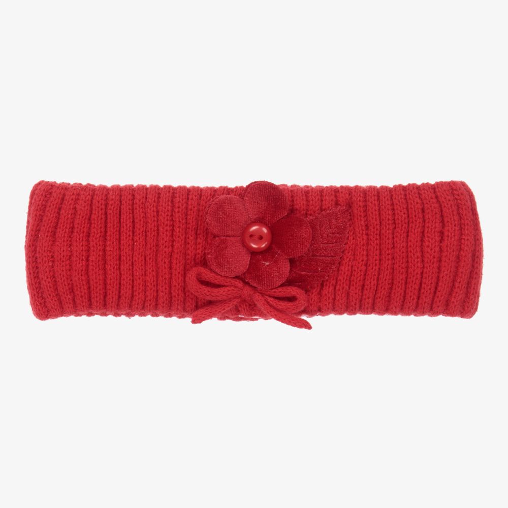 Mayoral Newborn - Rotes gestricktes Stirnband mit Blume | Childrensalon