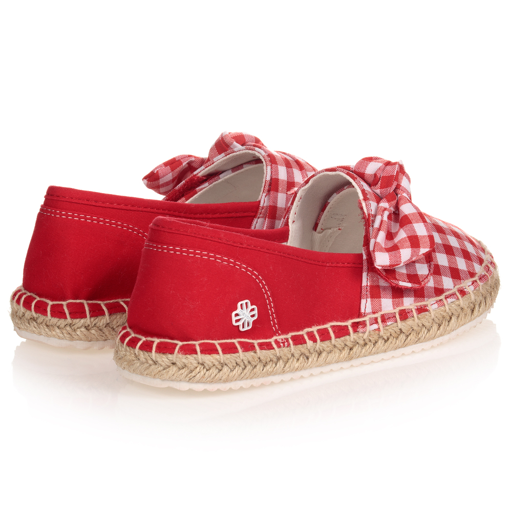 مايورال-إسبادريل كانفاس جينغهام لون أحمر للبنات | Childrensalon Outlet