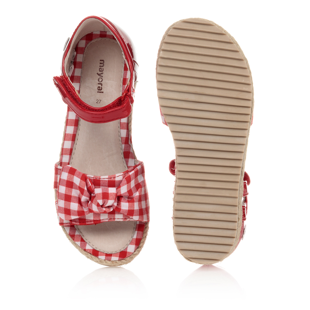 Mayoral Red Gingham Platform Sandals Childrensalon Outlet