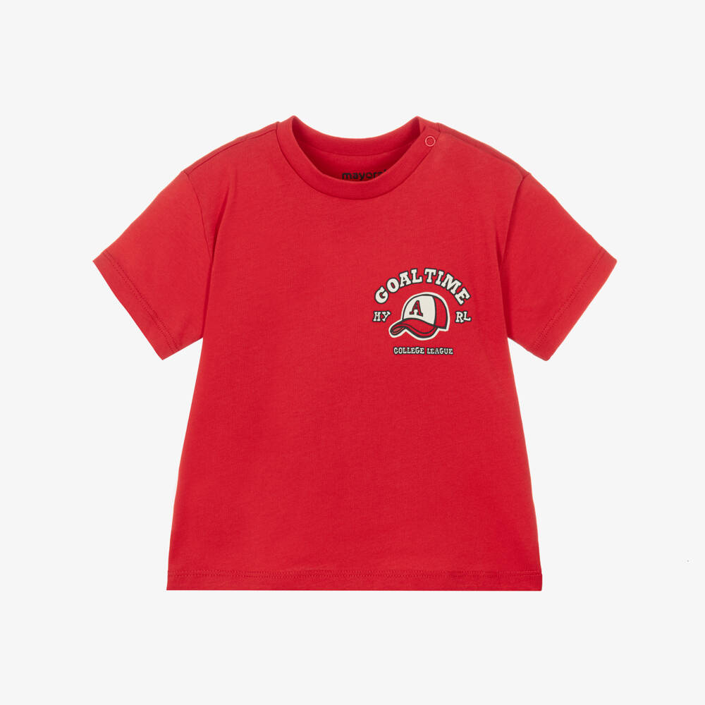 Mayoral-Red Goal Time T-shirt | Childrensalon Outlet