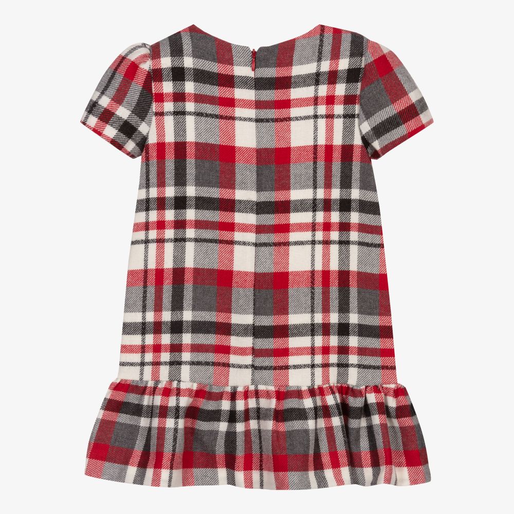 Mayoral-فستان مزيج صوف كاروهات لون أحمر ورمادي | Childrensalon Outlet