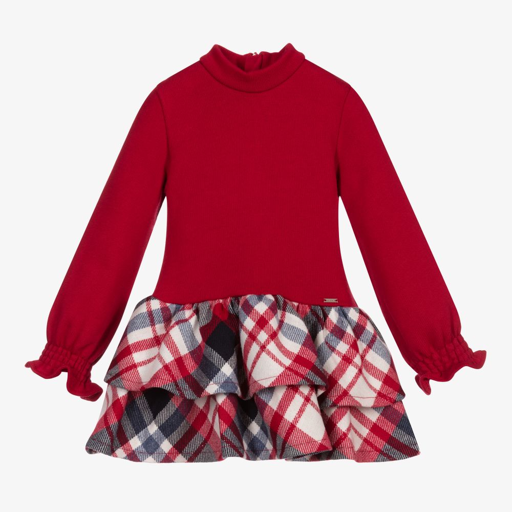 Mayoral - Red & Grey Check Dress | Childrensalon