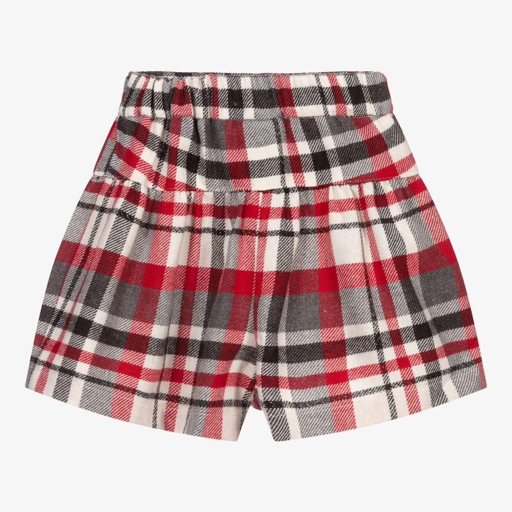 Red shop check shorts