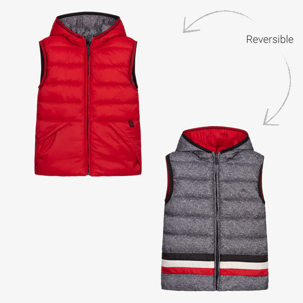 Mayoral - Red & Grey Reversible Gilet | Childrensalon