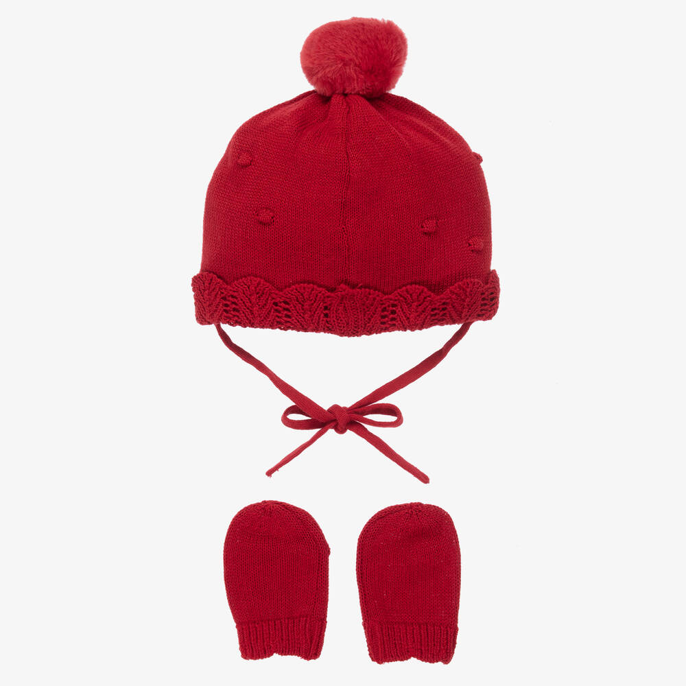 Baby red hat and mittens hotsell