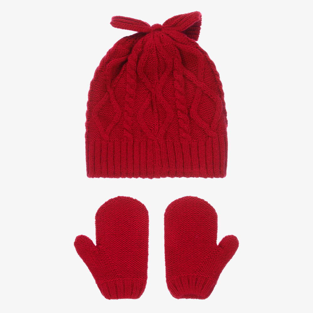 Mayoral Red Hat Scarf Mittens Set