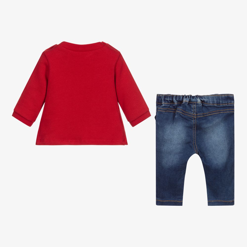 مايورال Newborn-طقم بنطلون قطن جيرسي لون أحمر للمولودات | Childrensalon Outlet