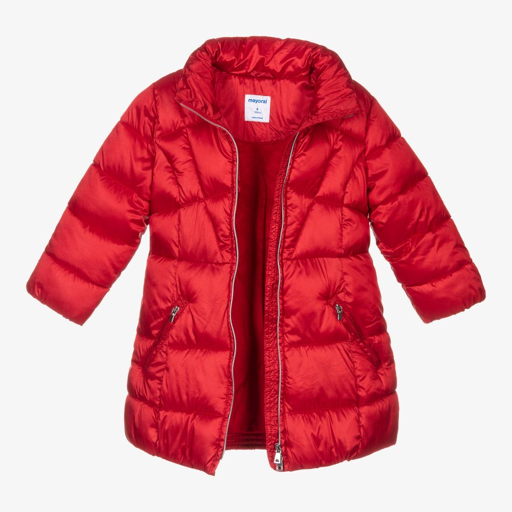 Mayoral-Red Hooded Puffer Coat | Childrensalon Outlet