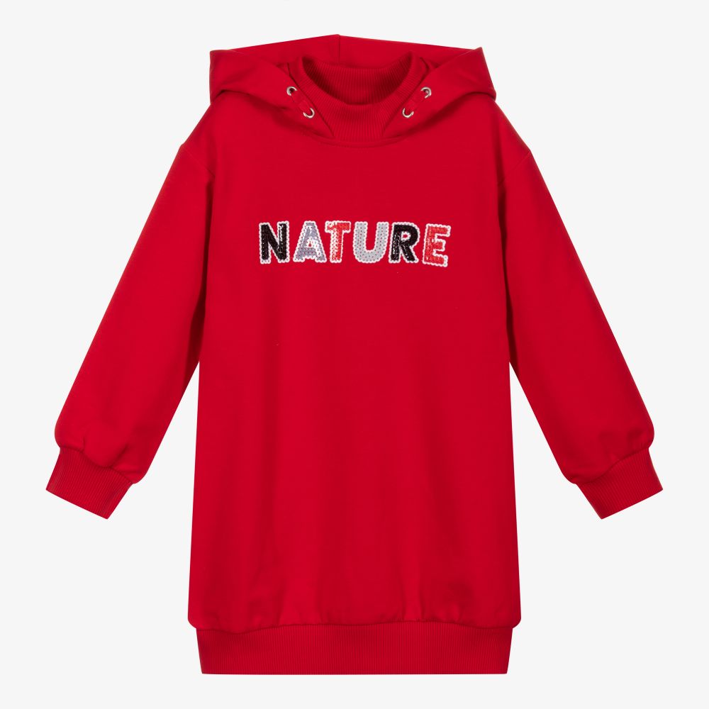 Mayoral - Robe-sweat à capuche rouge | Childrensalon