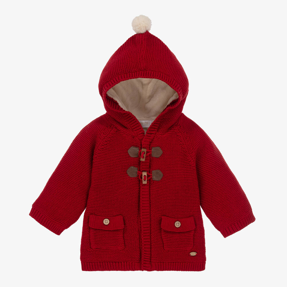 Mayoral - Manteau rouge en maille de coton | Childrensalon